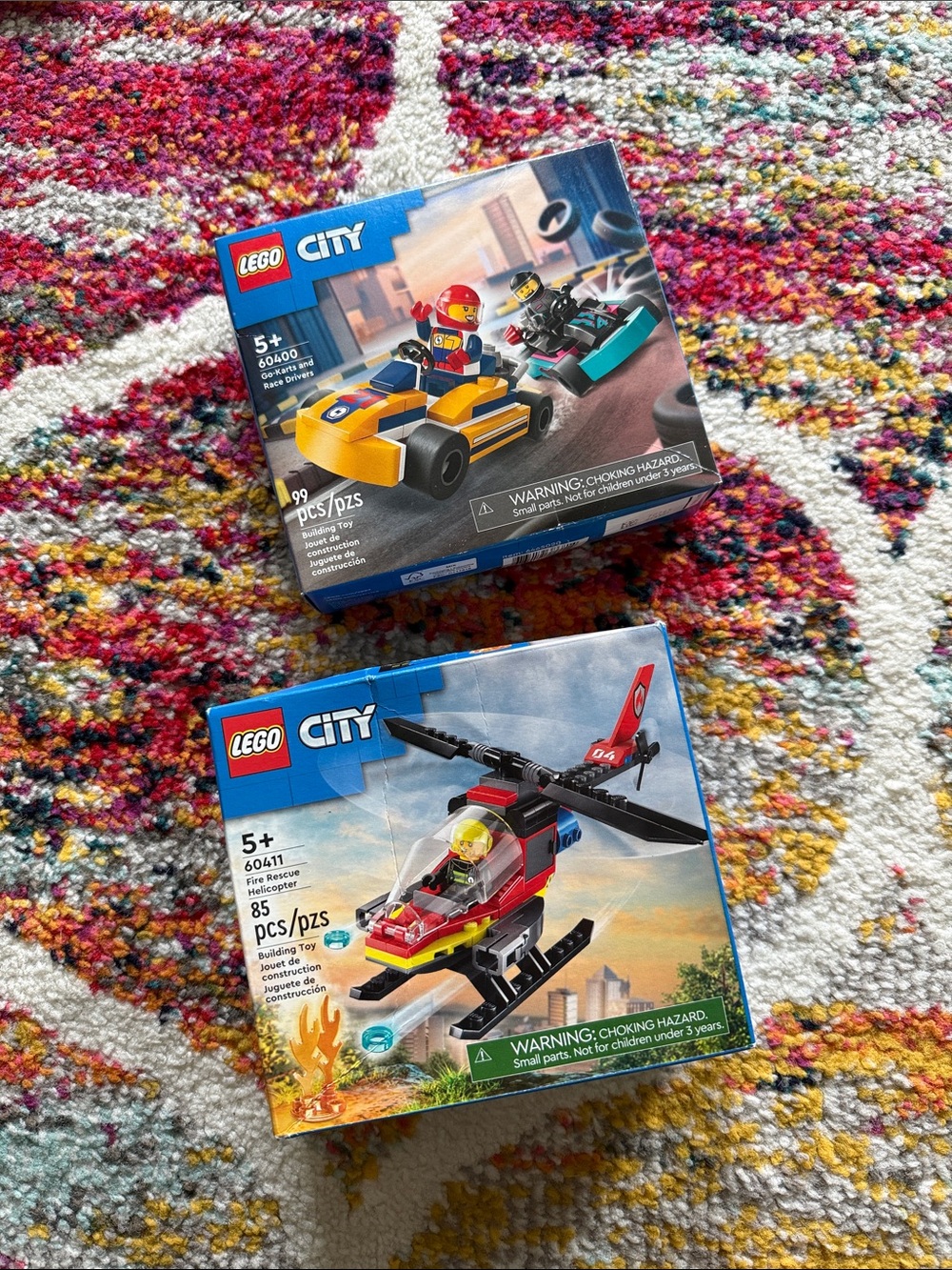 Lego City Red, Yellow, Black Rescue Helicopter and Race Car Set